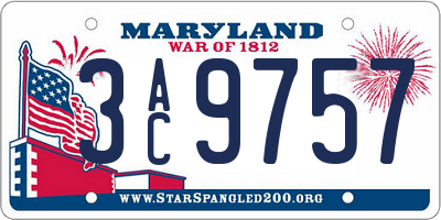 MD license plate 3AC9757