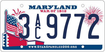 MD license plate 3AC9772
