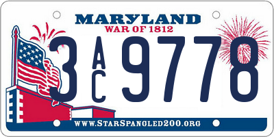 MD license plate 3AC9778