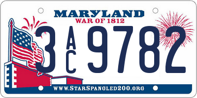 MD license plate 3AC9782