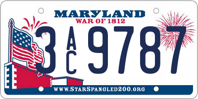 MD license plate 3AC9787