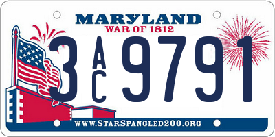 MD license plate 3AC9791