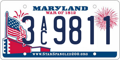 MD license plate 3AC9811