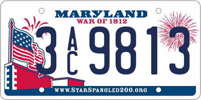 MD license plate 3AC9813