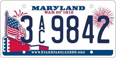 MD license plate 3AC9842