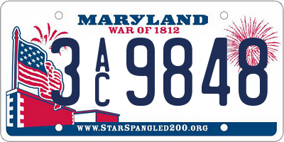 MD license plate 3AC9848