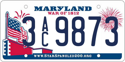 MD license plate 3AC9873