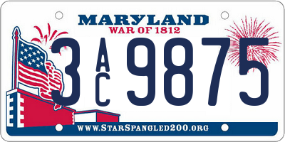 MD license plate 3AC9875