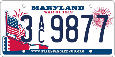 MD license plate 3AC9877