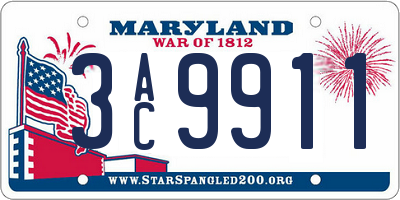 MD license plate 3AC9911