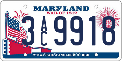 MD license plate 3AC9918
