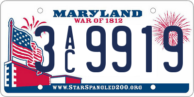 MD license plate 3AC9919