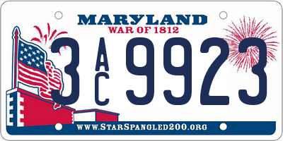 MD license plate 3AC9923