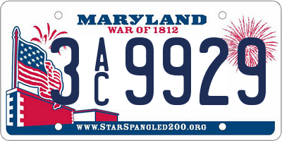 MD license plate 3AC9929