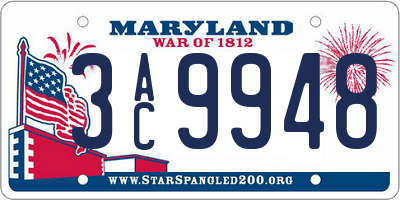 MD license plate 3AC9948