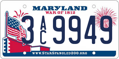 MD license plate 3AC9949