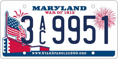 MD license plate 3AC9951