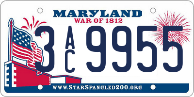 MD license plate 3AC9955