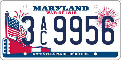 MD license plate 3AC9956