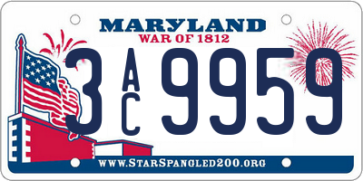 MD license plate 3AC9959