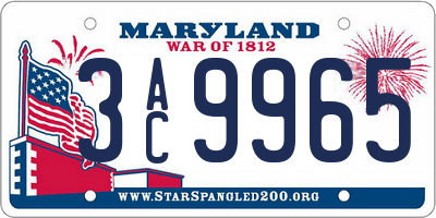 MD license plate 3AC9965