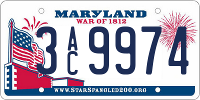 MD license plate 3AC9974