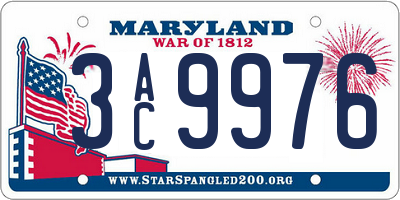 MD license plate 3AC9976