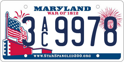 MD license plate 3AC9978