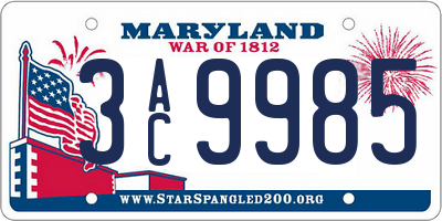 MD license plate 3AC9985