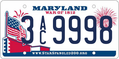 MD license plate 3AC9998