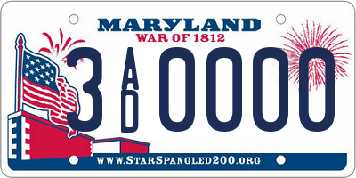 MD license plate 3AD0000