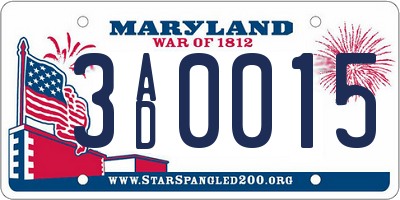 MD license plate 3AD0015