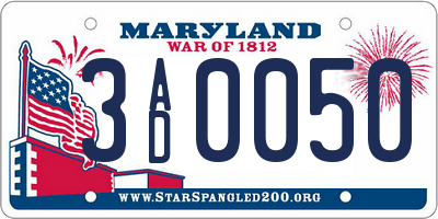 MD license plate 3AD0050
