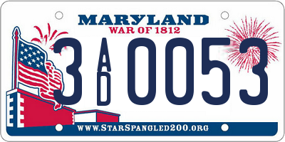 MD license plate 3AD0053