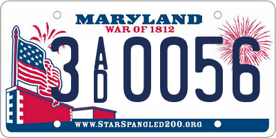 MD license plate 3AD0056