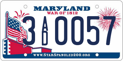 MD license plate 3AD0057