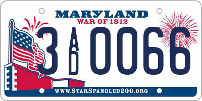 MD license plate 3AD0066