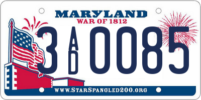 MD license plate 3AD0085