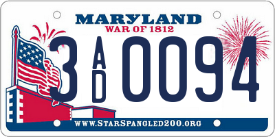 MD license plate 3AD0094