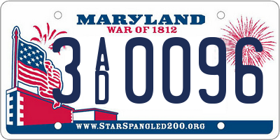 MD license plate 3AD0096