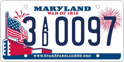 MD license plate 3AD0097