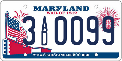 MD license plate 3AD0099