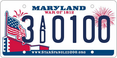 MD license plate 3AD0100