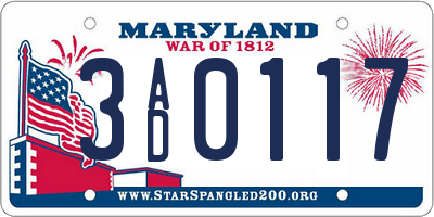 MD license plate 3AD0117