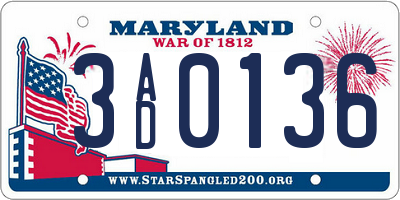 MD license plate 3AD0136