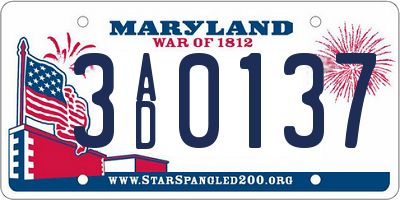 MD license plate 3AD0137