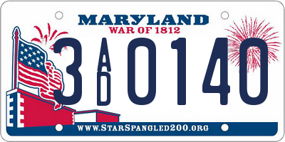 MD license plate 3AD0140