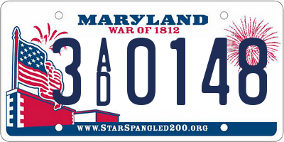MD license plate 3AD0148