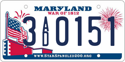 MD license plate 3AD0151