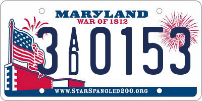 MD license plate 3AD0153